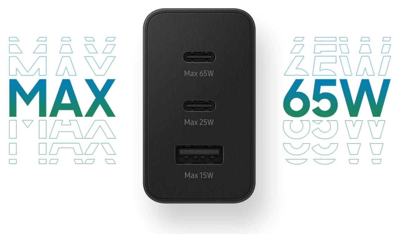SAMSUNG TRIPLE TRAVEL CHARGER 65W BLACK